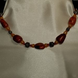 Orange beaded necklace